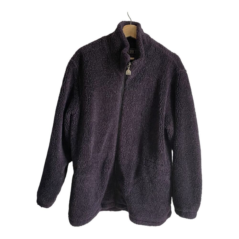 Vintage 90's Fleece Zip Sweatshirt Jacket/Coat Purple SZ M